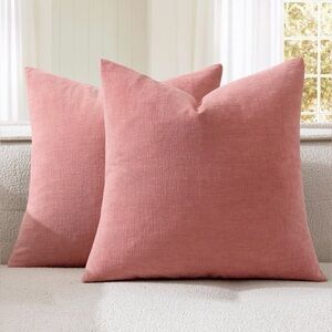 Miulee Coral Red Pink Throw Pillow Covers 20x20 Inch Set 2 Soft Chenille NWT